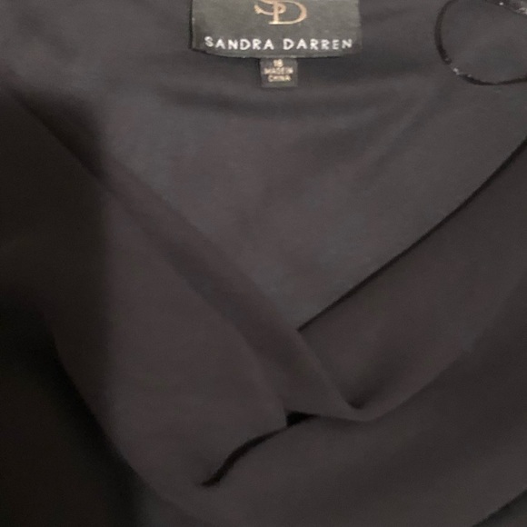 Sandra Darren  size large black dressy blouse draped neck semi sheer lined NWT - Picture 2 of 10